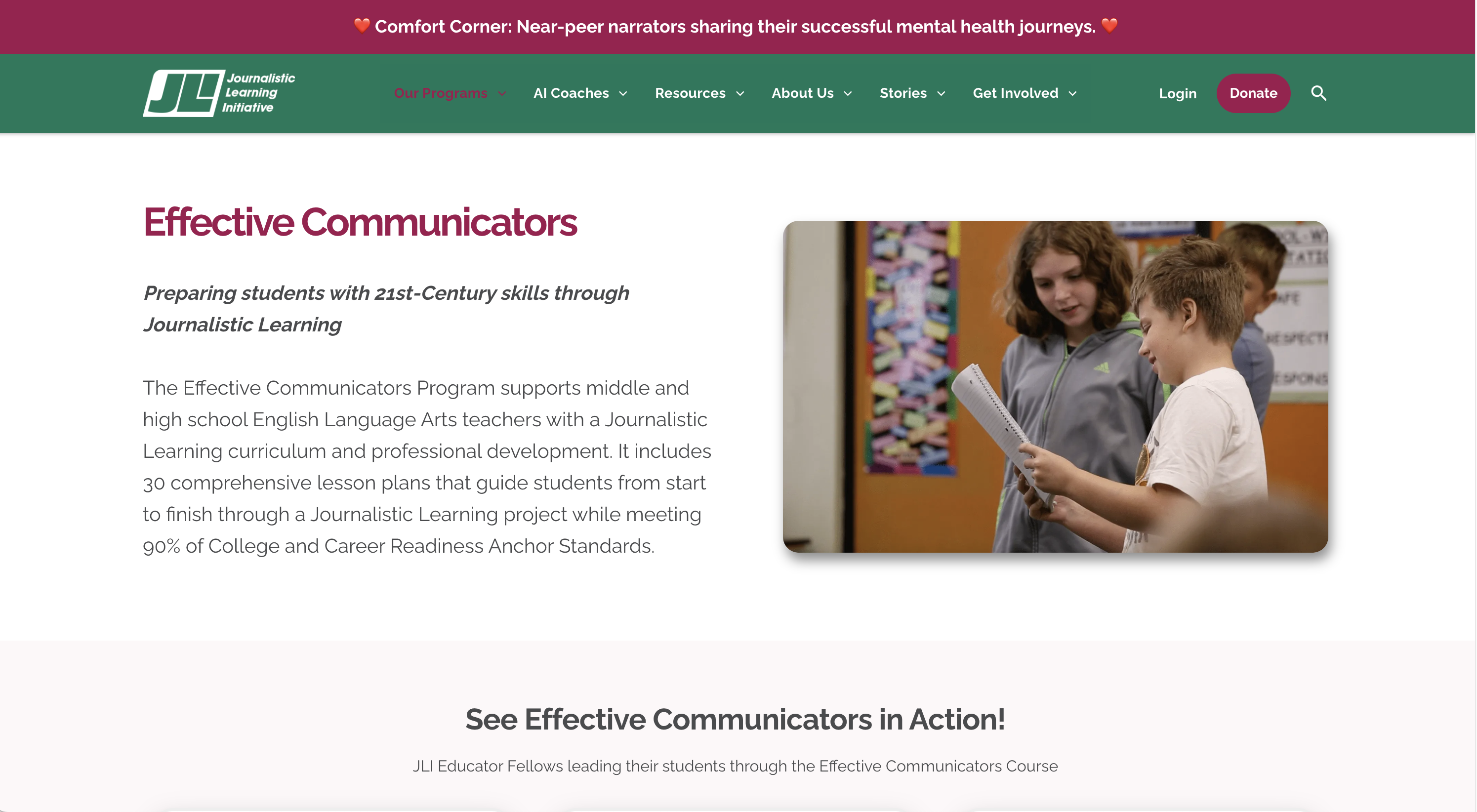 JLI website screenshot